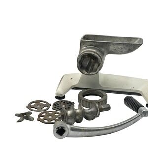 Vintage Universal Tab-L-Top Food Meat Chopper 1595 Manual Grinder Silver Box USA